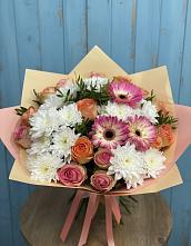 Букет цветов из:  Розы, Герберы и Хризантемы в Заюково