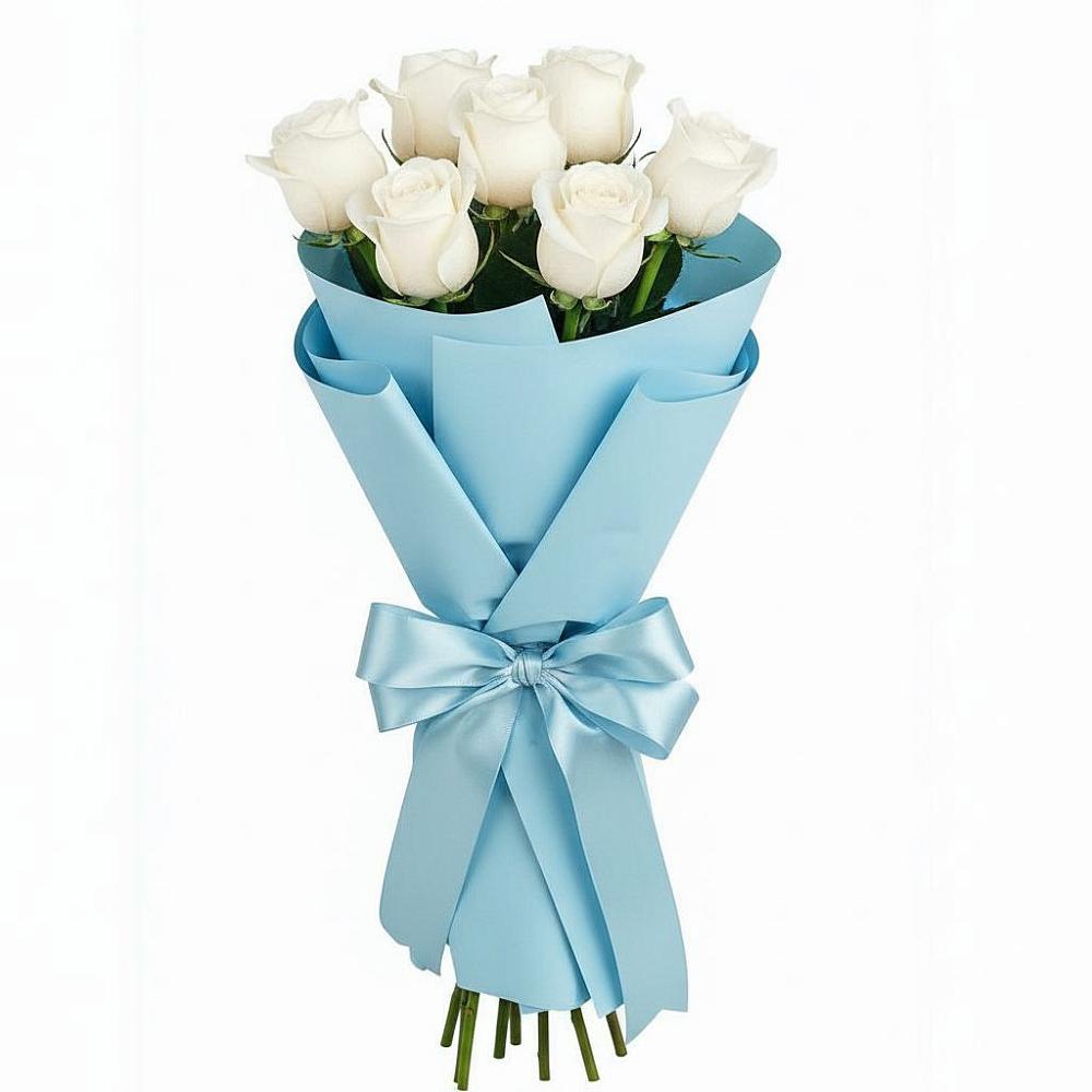 Букет 7 белых роз Проуд в Заюково