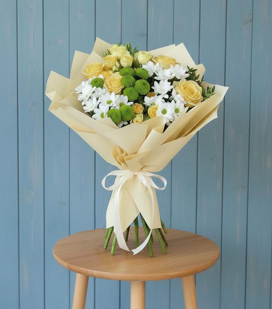 Букет цветов из: Хризантемы и Розы в Заюково