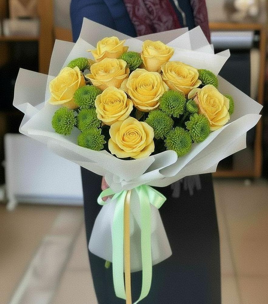 Букет цветов из: Хризантемы и Розы в Заюково