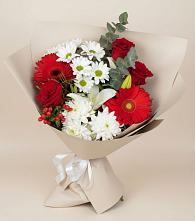 Букет цветов из:  Розы, Хризантемы, Герберы и Лилии в Заюково