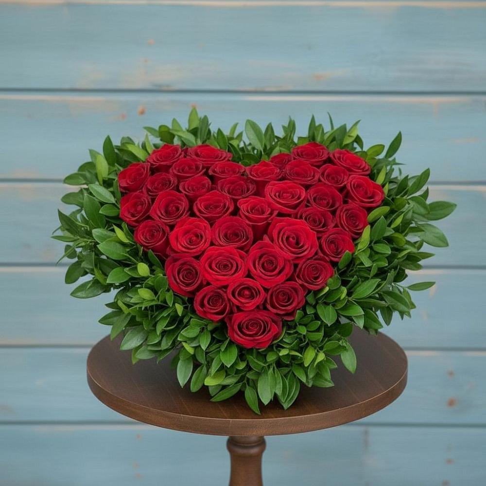 Цветочная композиция из Розы в виде сердца в Заюково