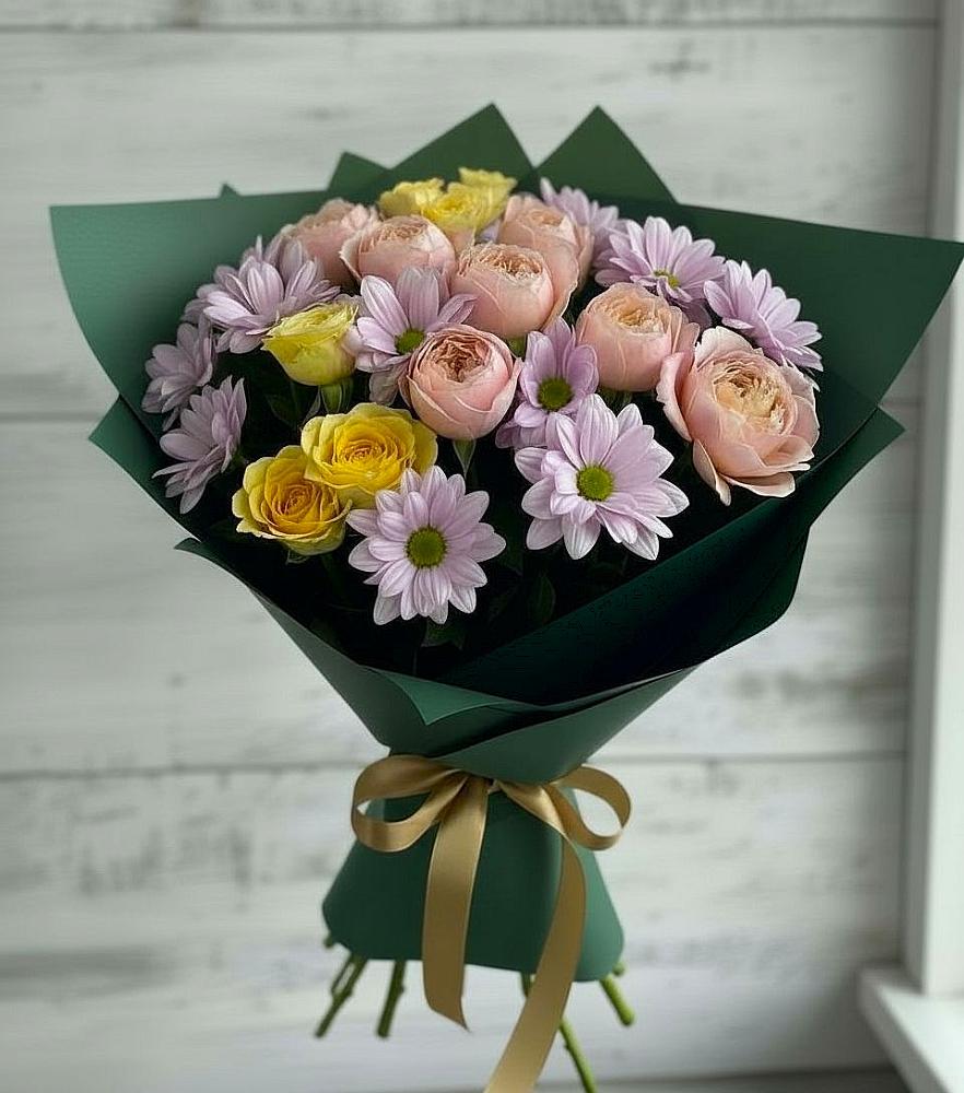 Букет цветов из: Хризантемы и Розы в Заюково