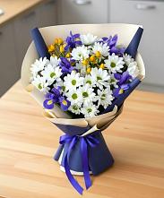 Букет цветов из:  Розы, Ирисы и Хризантемы в Заюково