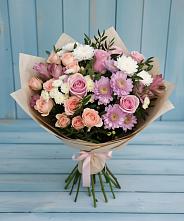 Букет цветов из:  Хризантемы, Розы и Альстромерии в Заюково
