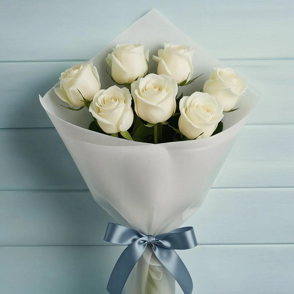 Букет 7 Белых роз Эдлесс Лав в Заюково