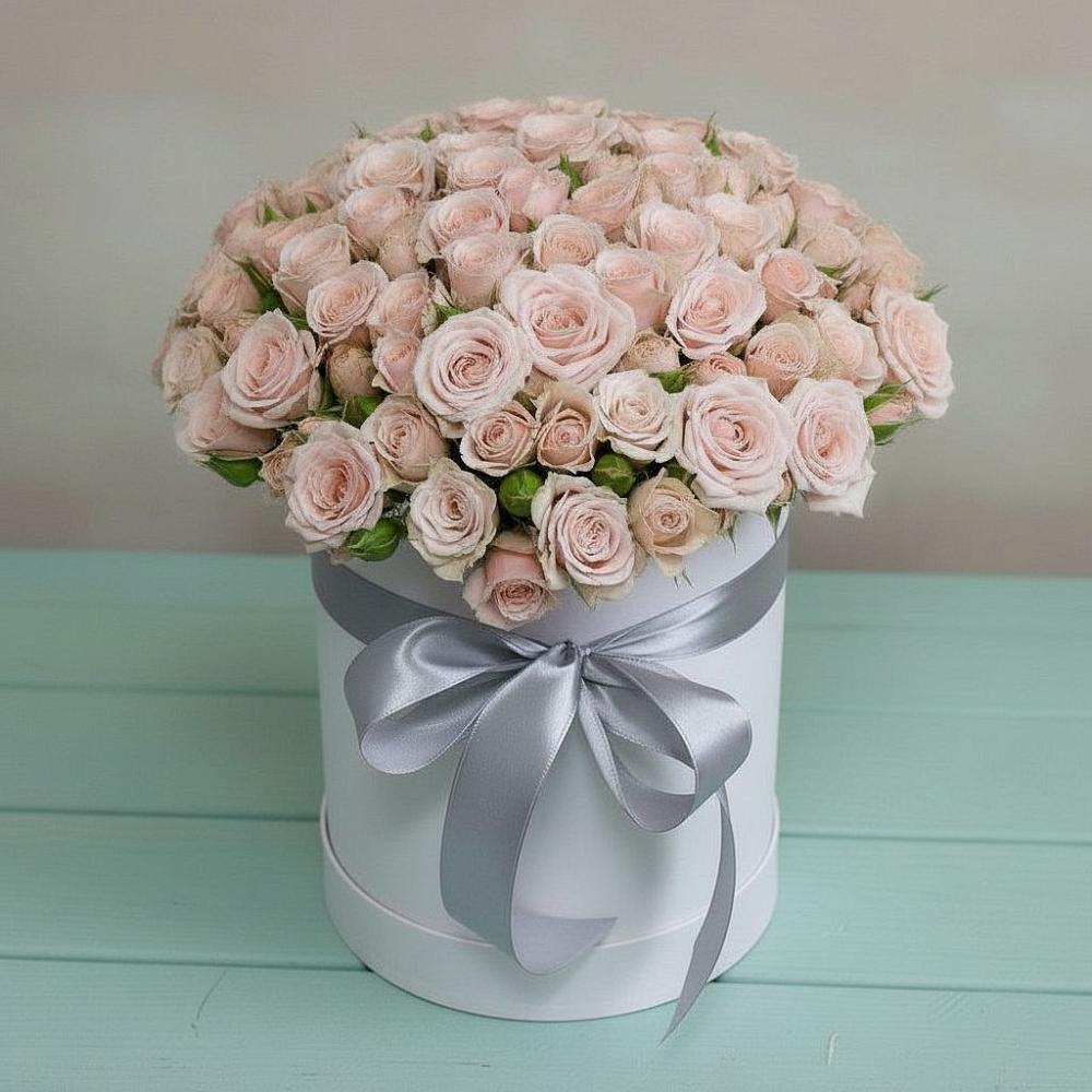 Цветочная композиция из Розы в шляпной коробке в Заюково